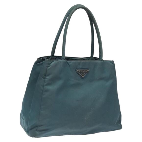 PRADA Hand Bag Nylon Blue Silver - Picture 1 of 12